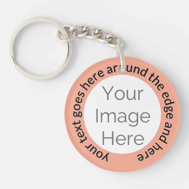 create your own custom photo and text peach  key ring (Front)