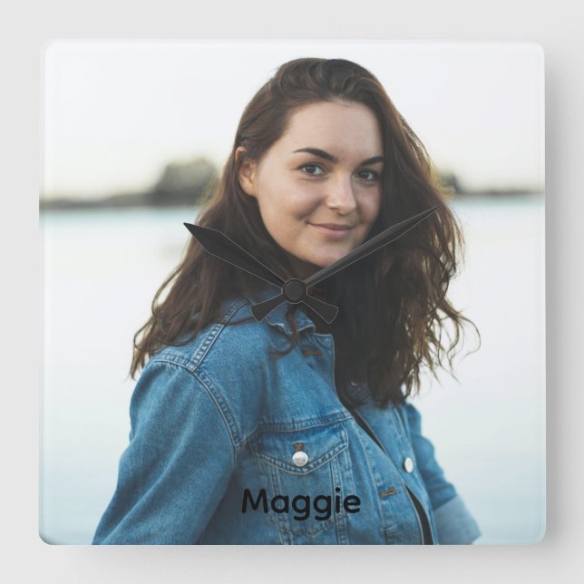 Create Your Own Custom Photo and Text Square Wall Clock (Front)