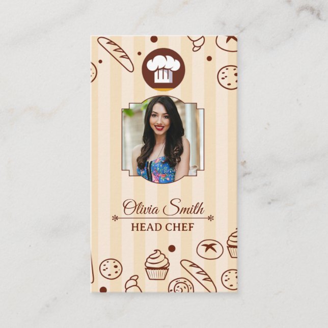 Create your own Custom Photo Bakery Chef  Business Card (Front)