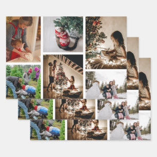 Create Your Own Custom Photo Christmas Collage  Wrapping Paper Sheet