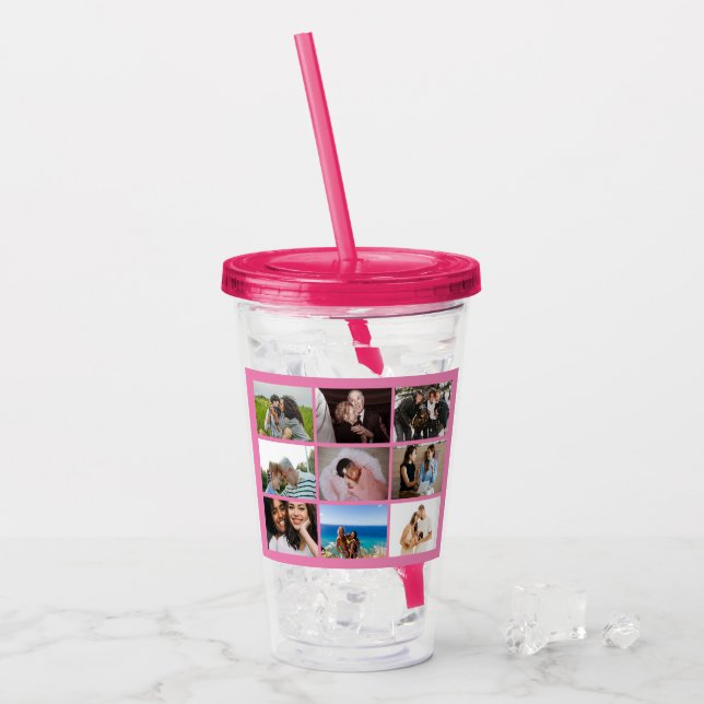 Create your own Custom photo collage 9 photos Acry Acrylic Tumbler (Front Ice)