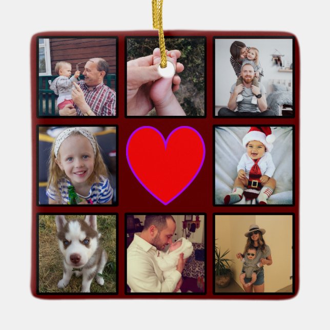 Create Your Own Custom Photo Collage Ceramic Ornament (Front)