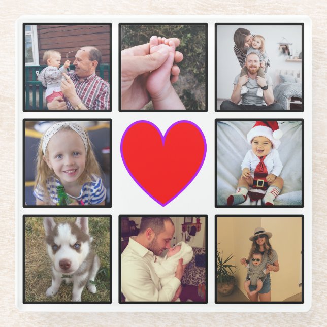 Create Your Own Custom Photo Collage Glass Coaster (Front)