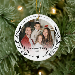 Create Your Own Custom Photo Family Name Leaf Reef Ceramic Tree Decoration