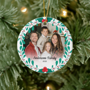 Create Your Own Custom Photo Family Name Leaf Reef Ceramic Tree Decoration