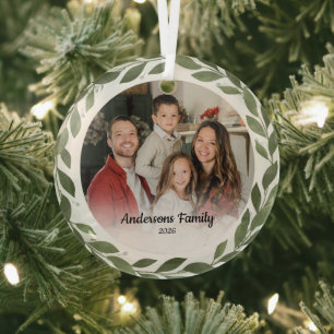 Create Your Own Custom Photo Family Name Leaf Reef Glass Tree Decoration