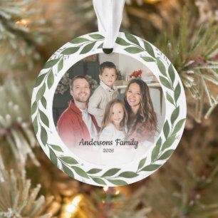 Create Your Own Custom Photo Family Name Leaf Reef Ornament