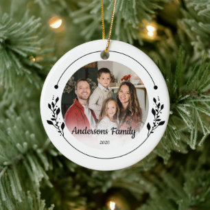 Create Your Own Custom Photo Family Name Year Ceramic Tree Decoration