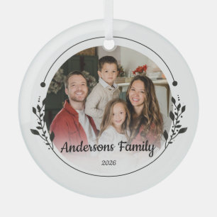 Create Your Own Custom Photo Family Name Year Glass Tree Decoration