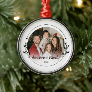 Create Your Own Custom Photo Family Name Year Metal Tree Decoration