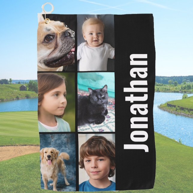 Create your own custom photo men's black golf towel (Creator Uploaded)