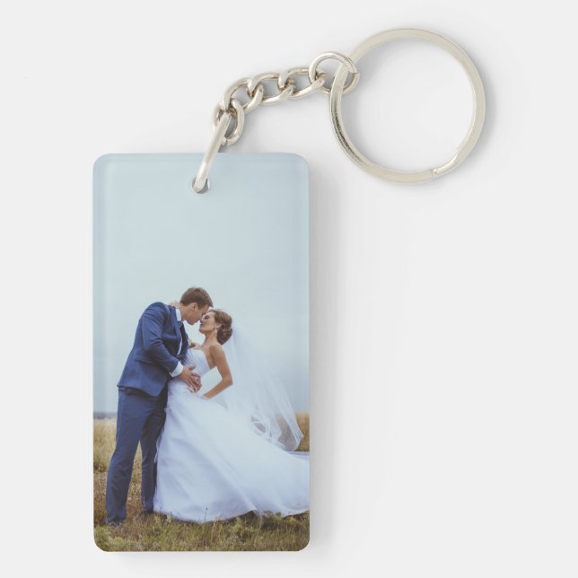 Create Your Own Custom Photo Modern Picture Key Ring (Back)