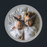 Create Your Own Custom Photo Modern Round Clock<br><div class="desc">Decorative personalizable modern minimalist clock design with your custom photo,  image or logo.</div>