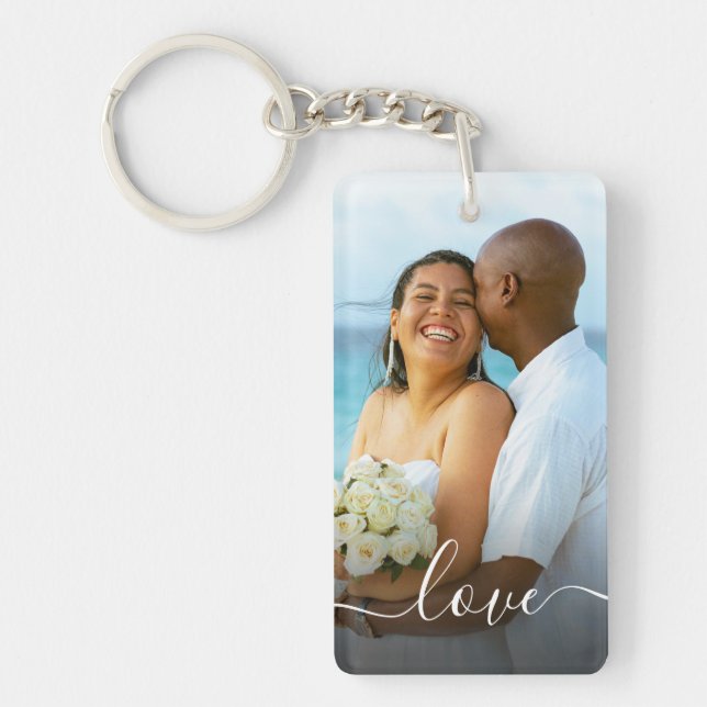 Create Your Own Custom Photo Newlywed Wedding Key Ring (Front)