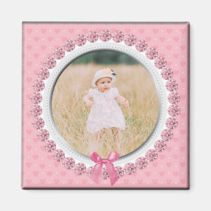 Create Your Own Custom Photo Personalised Pink Magnet