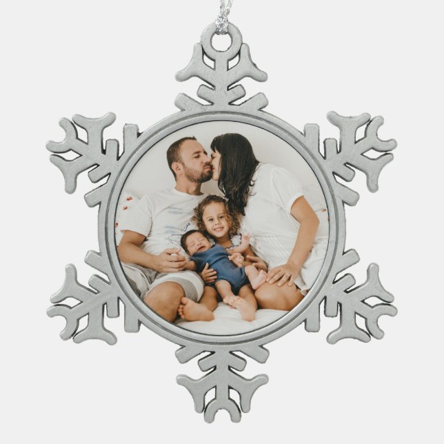 Create Your Own Custom Photo Snowflake Pewter Christmas Ornament (Front)
