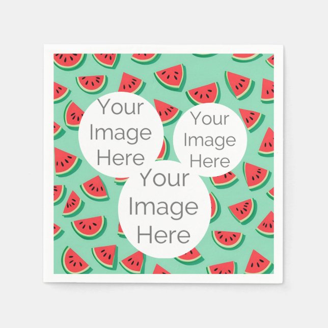create your own custom photo text watermelon paper napkin (Front)