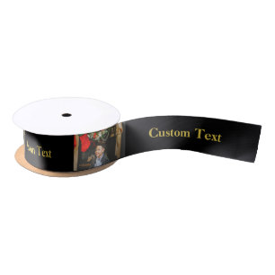 Create your own custom photo & texts black gold  satin ribbon