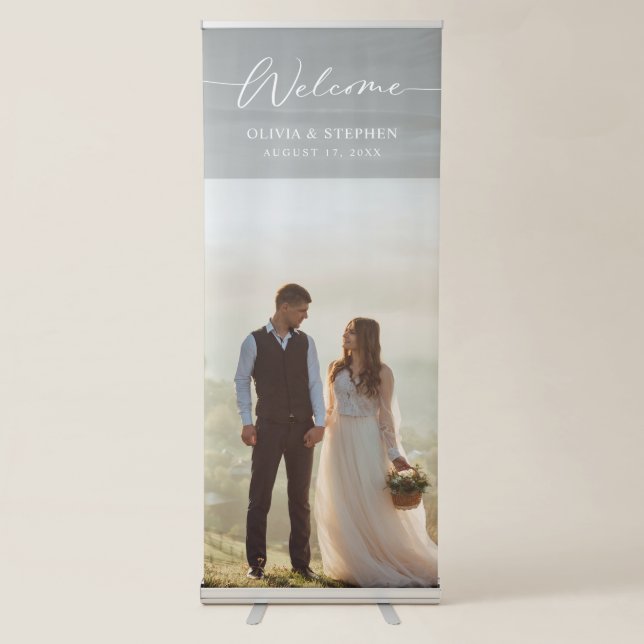 Create Your Own Custom Photo Welcome Wedding Retractable Banner (Front)