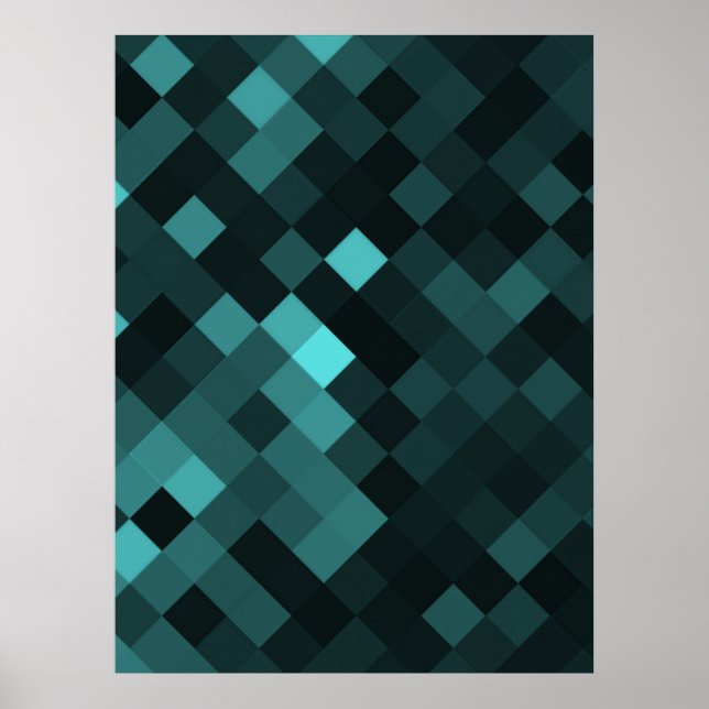 Create Your Own Custom Pixel Background - Teal Poster (Front)
