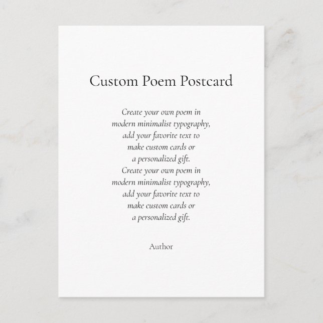 Create Your Own Custom Poem Postcard (Front)