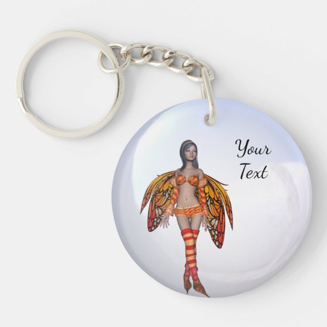 Create Your Own Custom Pretty Bubble Monarch Fairy Key Ring (Front)