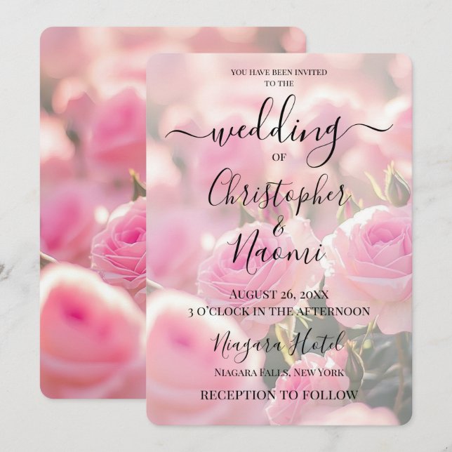 Create Your Own Custom Pretty Pink Roses Invitation (Front/Back)