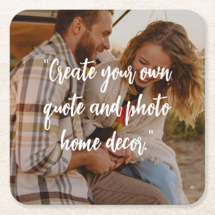 Create Your Own Custom Quote on Picture Square Paper Coaster