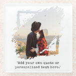Create Your Own Custom Quote Photo Glass Coaster<br><div class="desc">Create your own custom quote and photo home decor. Features your personalised text in classic typewriter typography and one of your favourite pictures in a brush stroke style.</div>