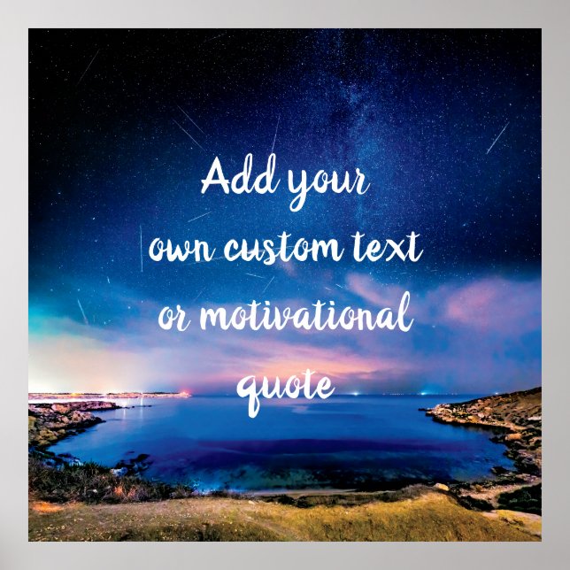 Create Your Own Custom Quote - Starry Night Ocean Poster (Front)