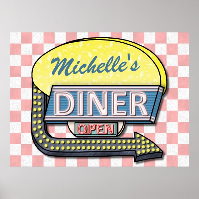 Create Your Own Custom Retro 50's Diner Sign 2 (Front)