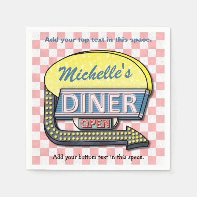 Create Your Own Custom Retro 50's Diner Sign 2 Napkin (Front)