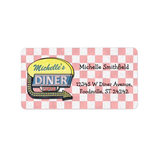 Create Your Own Custom Retro 50's Diner Sign Address Label