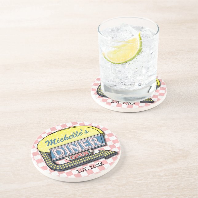 Create Your Own Custom Retro 50's Diner Sign Coaster (Side)