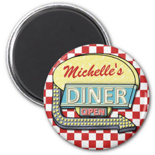 Create Your Own Custom Retro 50's Diner Sign Red Magnet