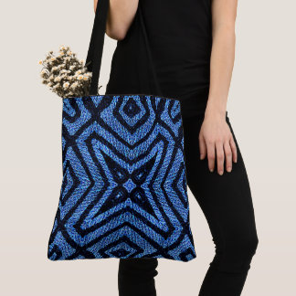 Create Your Own Custom Retro Geometric Denim Print Tote Bag
