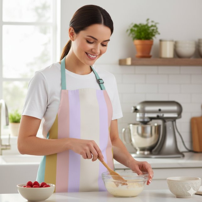 Create Your Own Custom Retro Stripe Rainbow Apron (Creator Uploaded)