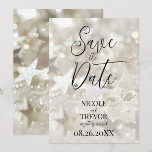 Create Your Own Custom Sparkling Ivory Stars Save The Date