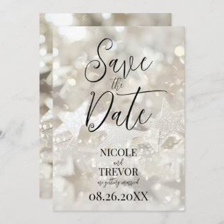 Create Your Own Custom Sparkling Ivory Stars Save The Date