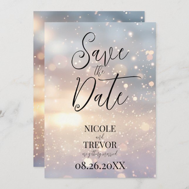 Create Your Own Custom Sunlit Sparkles Save The Date (Front/Back)