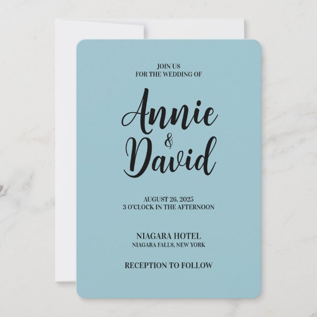 Create Your Own Custom Text Blue Wedding Invitation (Front)