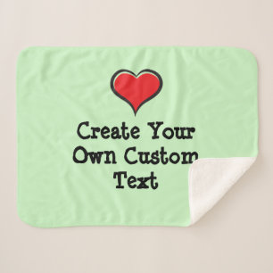 Create your own custom text with a heart sherpa blanket