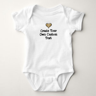 Create your own custom text with Gold Heart Baby Bodysuit