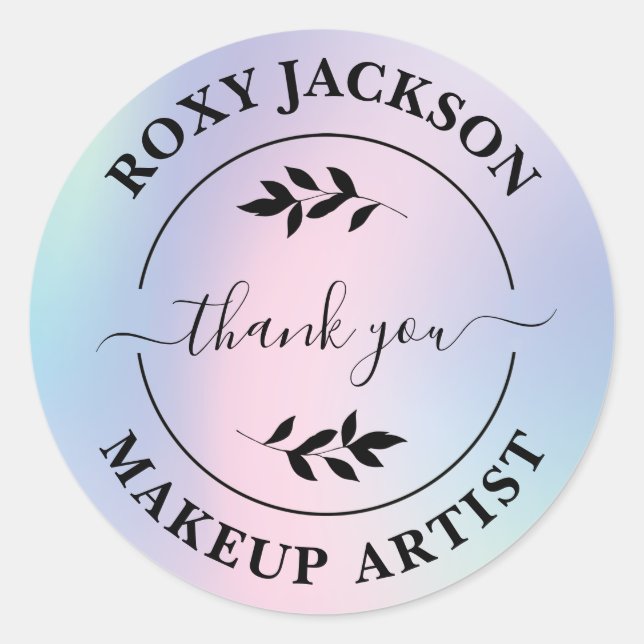 Create your own Custom Thank you Makeup Artist Classic Round Sticker (Front)