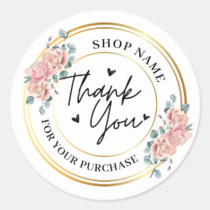 Create your own custom Thank you Small Business Classic Round Sticker