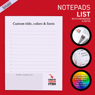 CREATE-YOUR-OWN Custom upload your design list Notepad