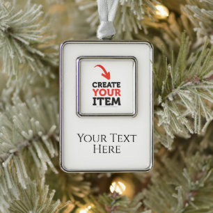 CREATE-YOUR-OWN Custom upload your design Photos Silver Plated Framed Ornament