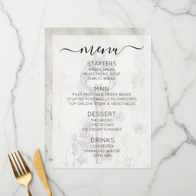 Create Your Own Custom Vintage Key Menu (Front/Back In Situ)