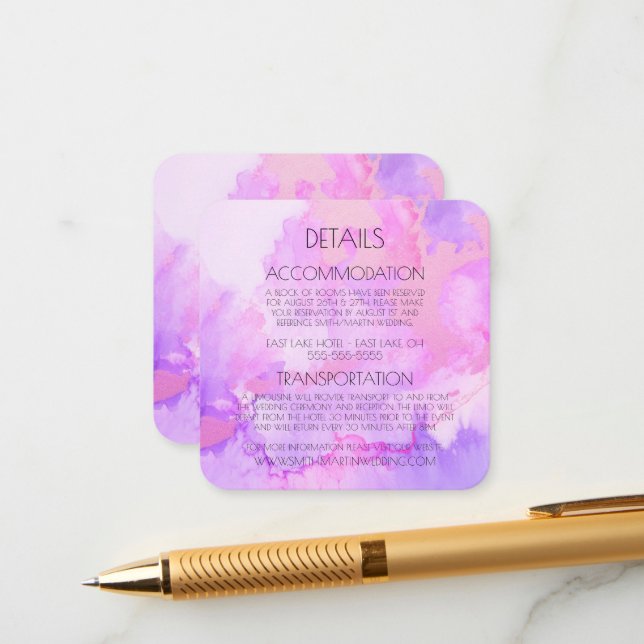 Create Your Own Custom Watercolor Marble Enclosure Card (Front/Back In Situ)