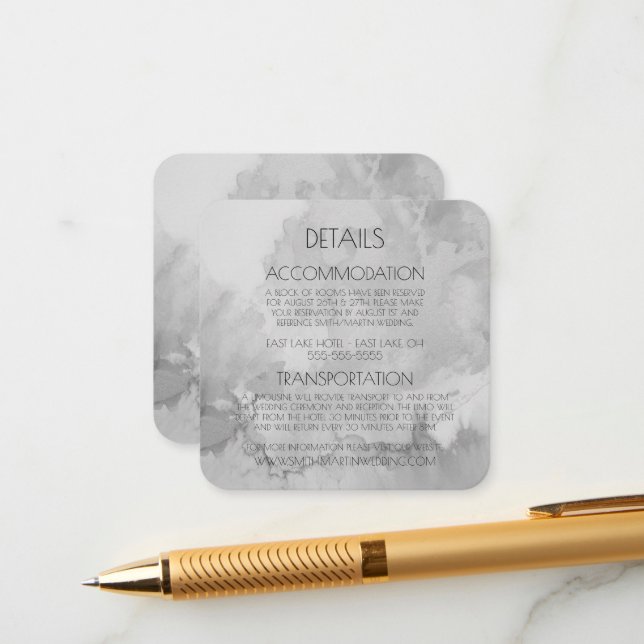 Create Your Own Custom Watercolor Marble Enclosure Card (Front/Back In Situ)